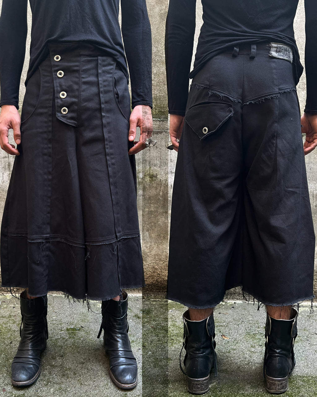 cross pleated capri shorts